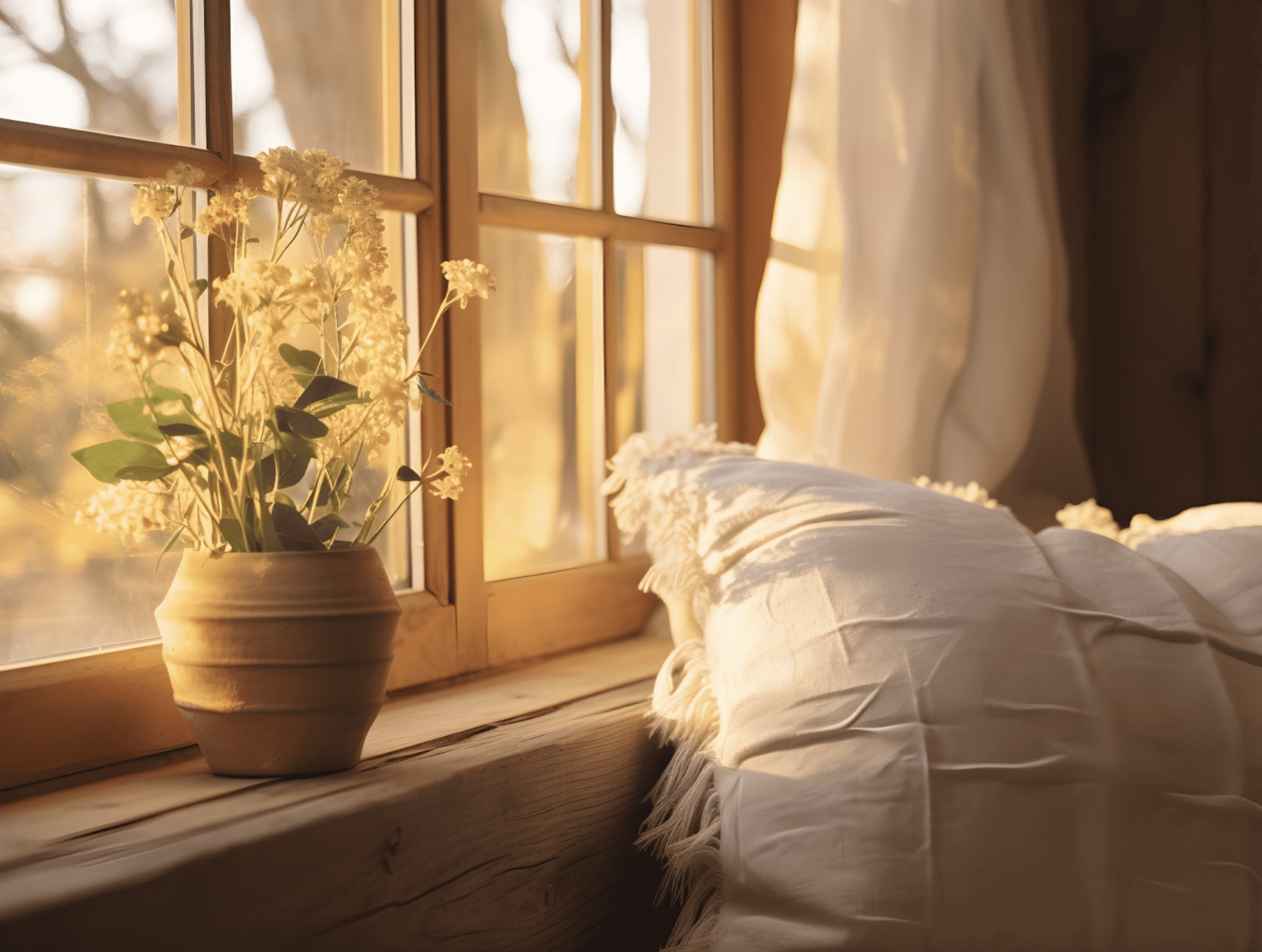 natural light coming into a cosy space through a window