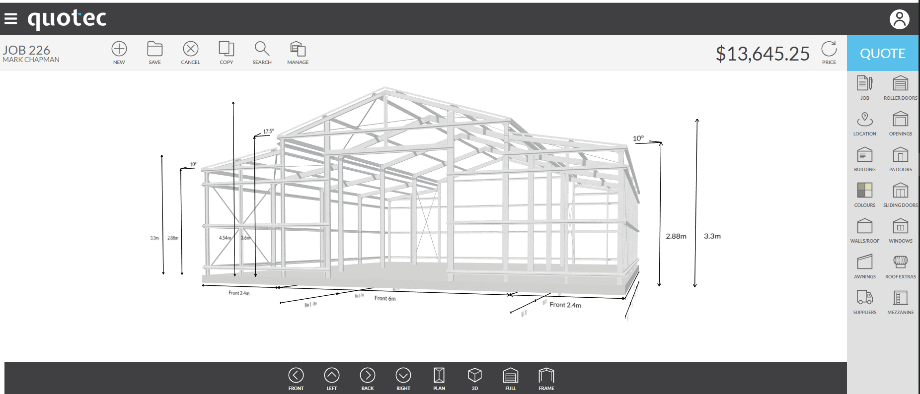 shed design software showing the design of a custom made shed